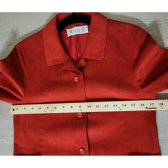 Vintage CYRIL Creation Suisse- Germany Made Faux Suede Blazer- Western- Red - Picture 6 of 13